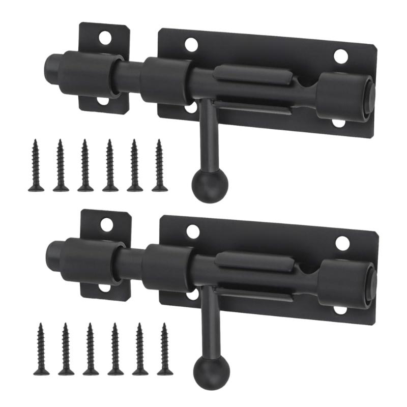 

2Pieces Multipurpose 4Inch Sliding Bolts Latches Lock Sturdy Stainless Steel Construction Accessory for Door Closures 1