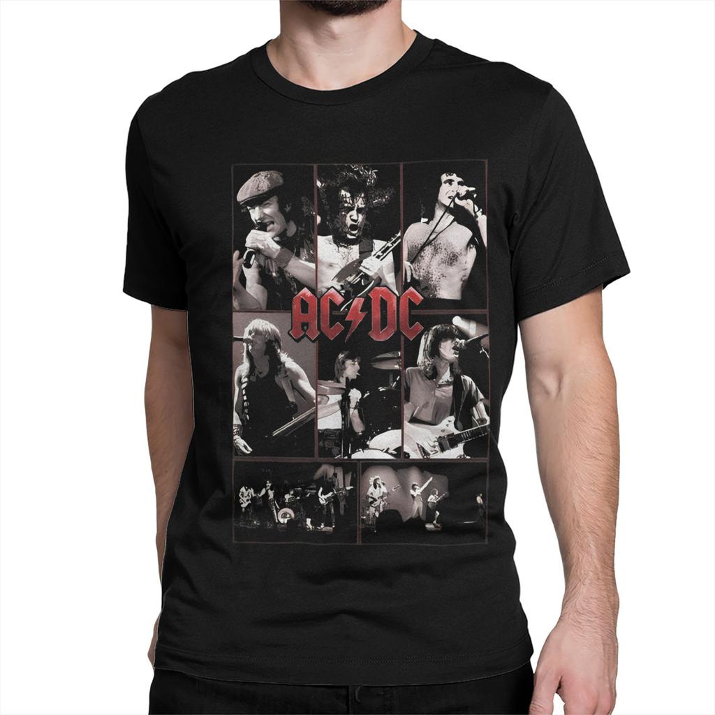 AC Rock Music DC T Shirts Men Women Pure Cotton Awesome T-Shirt Round Neck Heavy Metal Tees Short Sleeve Clothes Plus Size