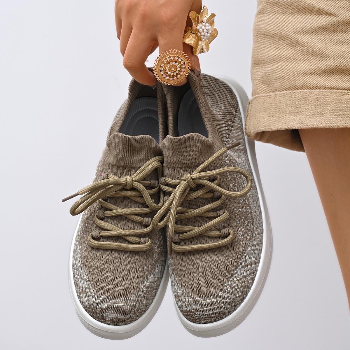 

Fashion Women Sneakers Fashion Lace Up Mesh Breathable Outdoor Walking Shoes Round Toe Non-slip Thick Sole Tennis Shoe Mujer Comfortable 43 кофейный