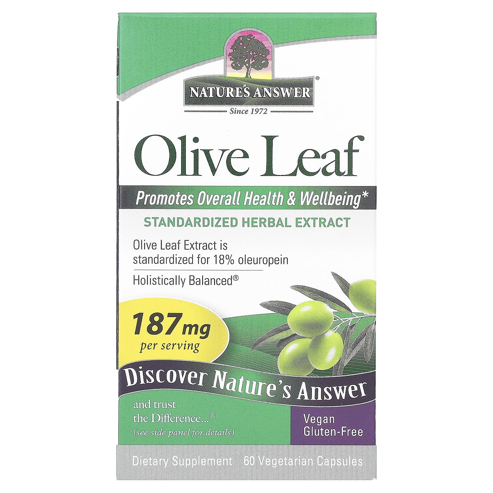

Nature S Answer, Olive Leaf, 187Mg, 60 Veggie Caps
