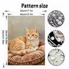 Stretched Frame Pearl Art Kit Cute Orange Cat Pattern DIY Sparkling Bead Canvas Relaxing Hobby Perfect Gift for Craft Enthusiasts Home Decor
