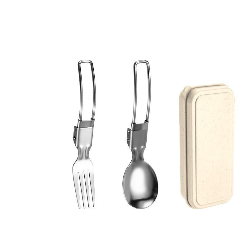 1 Set Folding Tableware Stainless Steel Student Outdoor Picnic Portable Steak Knife Fork Spoon Tableware Set