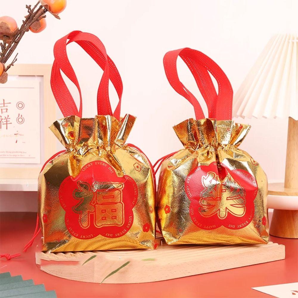 Portable Drawstring Gift Bag Fu Character Goody Bag Candy Bag  Jewelry Candy Storage
