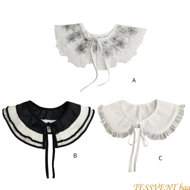 Detachable False Collar Oriental Yunjian Accessory Chinese Bride Aesthetic Flower for Lady Girl Half Shirt Collar F42A