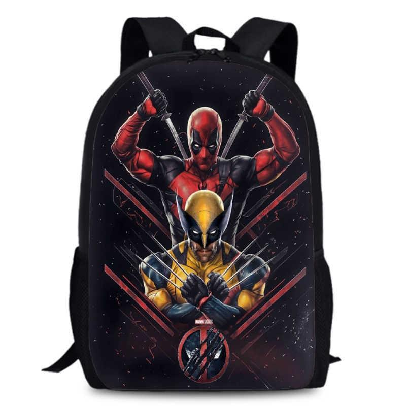 Deadpool Wolverine Backpack 15 Inch Anime Cartoon Lightweight Schoolbag
