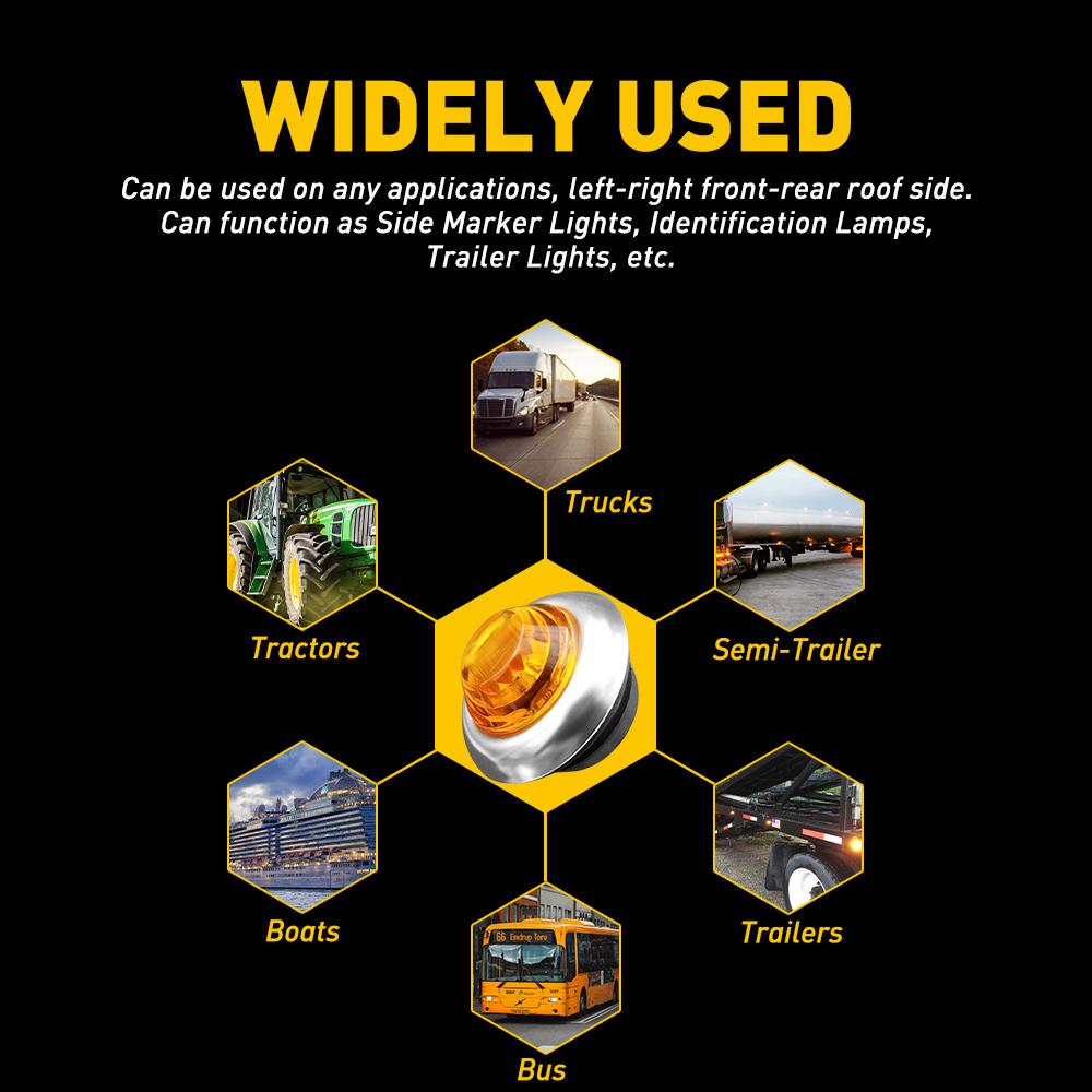 20PCS LED Side Marker Indicators Light Truck Warning Tail Light Boats Trailer Lorry Car External Clearance Turn Signal Lamp