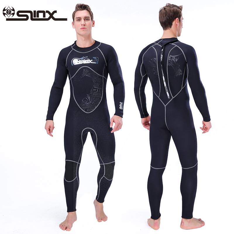 Men's 3mm SLINX Serex Wetsuit: Warm, Elastic, Wear-Resistant Diving & Surfing Suit with Fleece Lining.