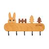 Natural Wood Key Organizer Wooden Holder with 5 Hooks, Cartoon House Theme Organizer, Multi No Drill Hanger Purpose Hanging Rack for Keys Pet Leashes
