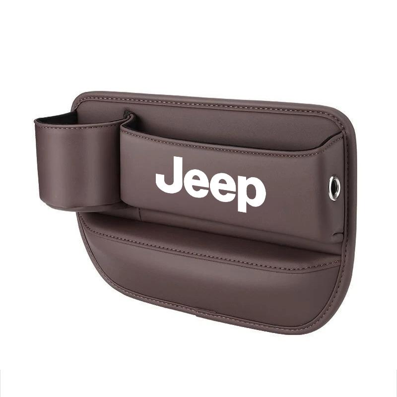 Car Leather Seat Gap Organizer With Cup Storage Box For Jeep Grand Cherokee Wrangler JK Gladiator Compass Renegade Patriot Liber
