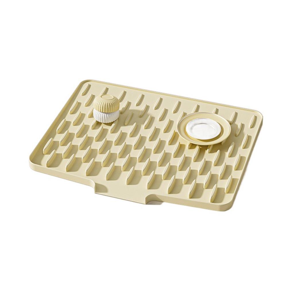 Built-in Drain Design Silicone Sink Mat Non-Slip Fast Drainage Dish Drying Tray Prevents Water Build Up Heat Resistant