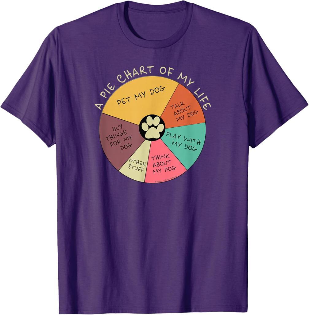 Funny Dog Lover Pie Chart of My Life Graphic Tee Casual Cotton Short Sleeve TShirt