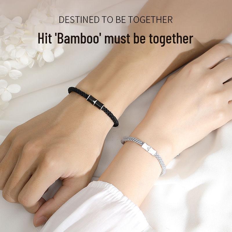 Brățări de cuplu împletite manual în stil chinezesc pentru bărbați și femei - Design de nișă, perfecte pentru cadou de Ziua Îndrăgostiților