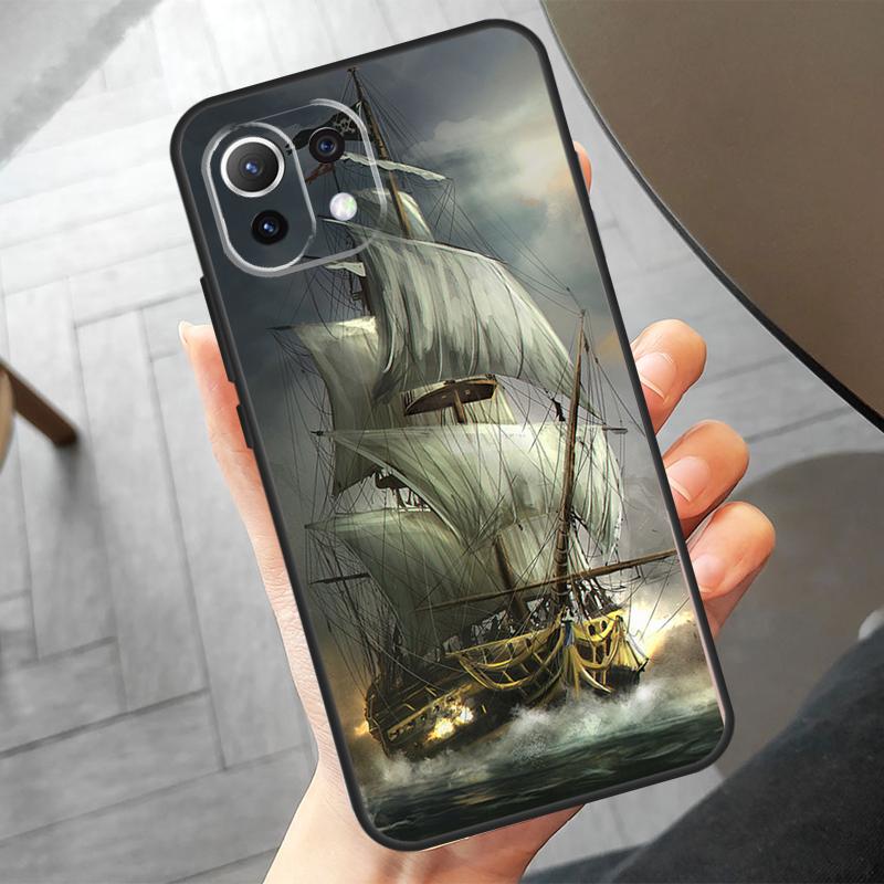 Sailing Pirate Ship Boat Case For Xiaomi 14 Ultra 11T 12T 13T Pro 12 13 Lite POCO F6 Pro M6 X3 X5 X6 M5s F3 F5 Cover