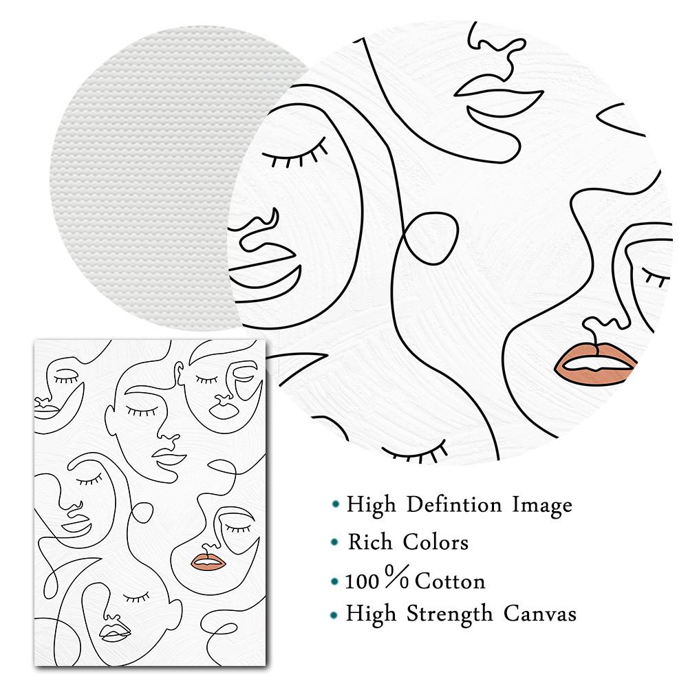 Abstrakte Linie Gesicht Regenbogen Minimalistische Wandkunst Leinwandmalerei Nordisches Poster und Drucke Wandbilder für Wohnzimmerdekor