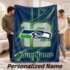 Seattle Seahawks Personalized Flannel Blanket Custom Name Text Soft Throw Blanket Home Decor