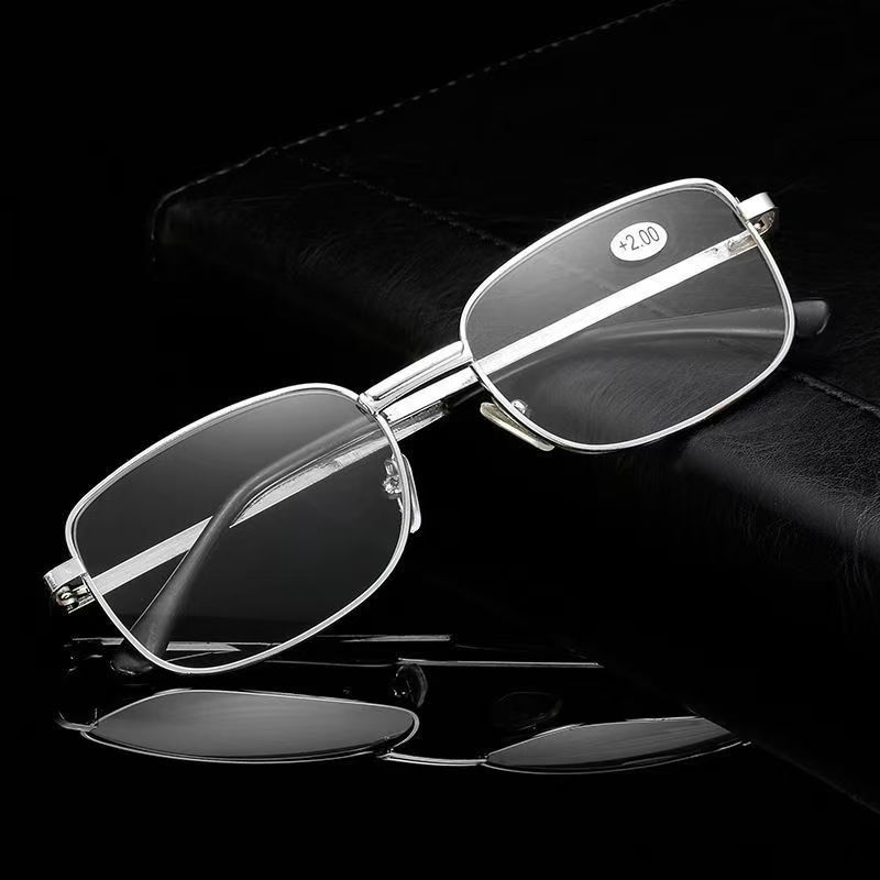 2Pcs Metal Reading Glasses Men Women Square Full Frame Presbyopic Glasses Anti-Scratch Diopter Eyewear +1.0 +1.5 +2.0 To +4.0