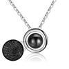 925 Sterling Silver Stylish Simple 100 Languages I Love You Projection Stone Pendant Necklace Birthday Party Anniversary Gift