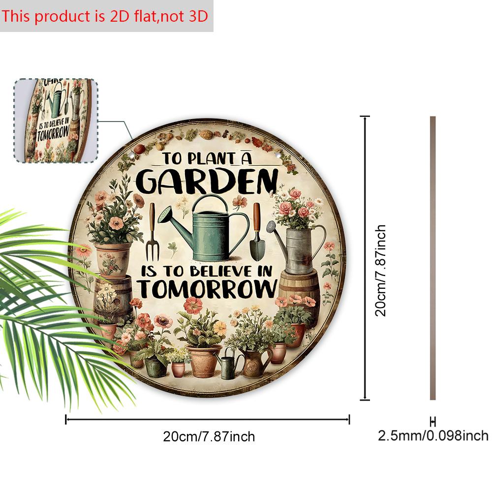 Vintage Gardening Wooden Sign, Charming Round Sign for Garden & Front Door, Wall Hanging Decor - Ideal Gift for Plant Lovers