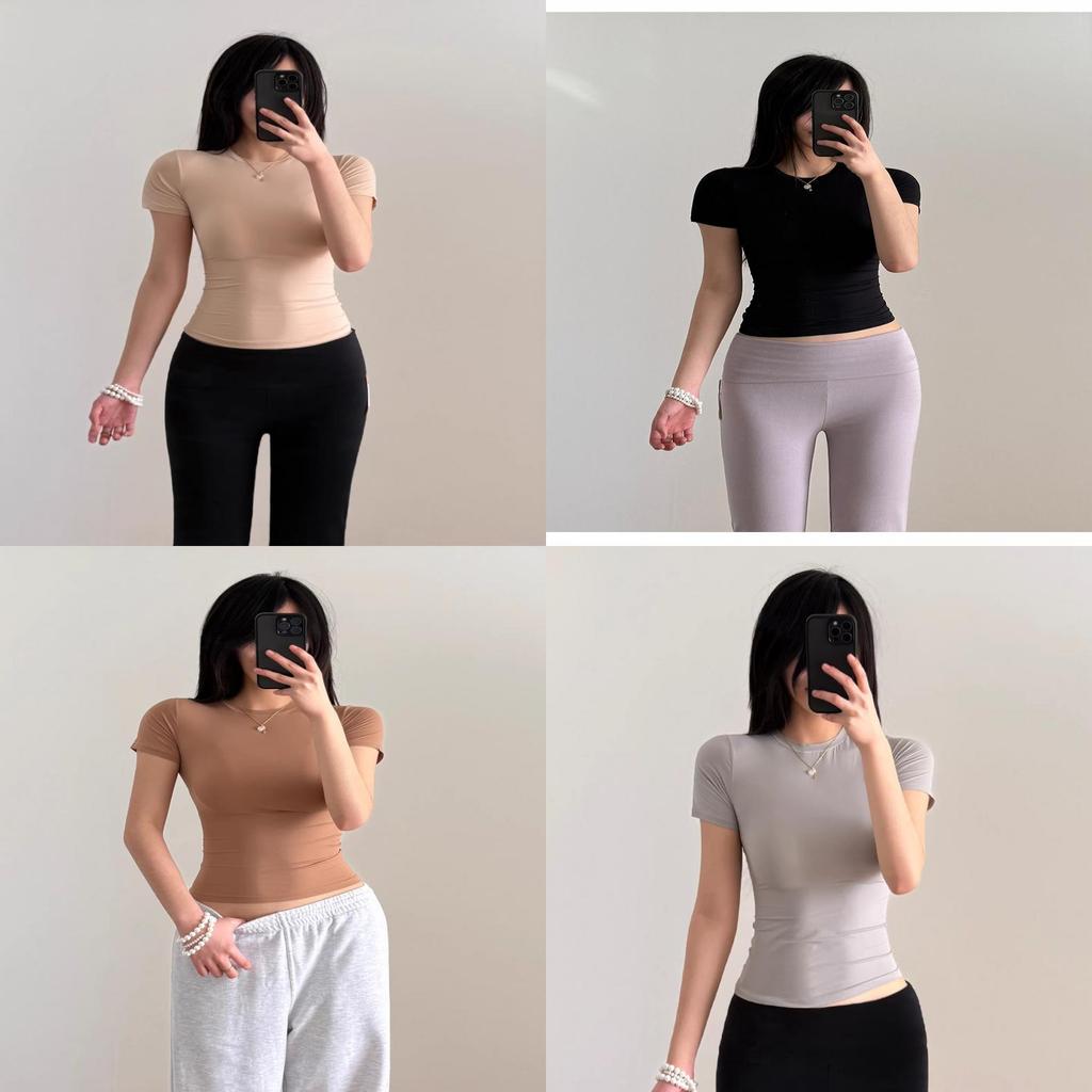 Basic Slim Fit T Shirt With Nylon Fabric For Casual Wear And Yoga