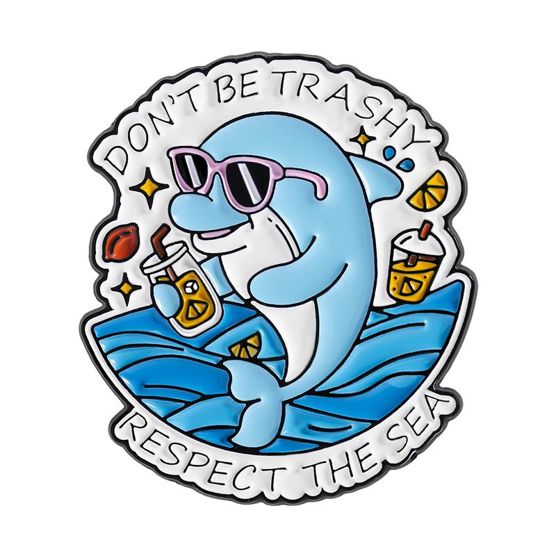Mentally I'm Here Enamel Pins Funny Quote Ride The Wave Tropical Dolphin Beach Brooches Lapel Badge Jewelry Gifts for Friends