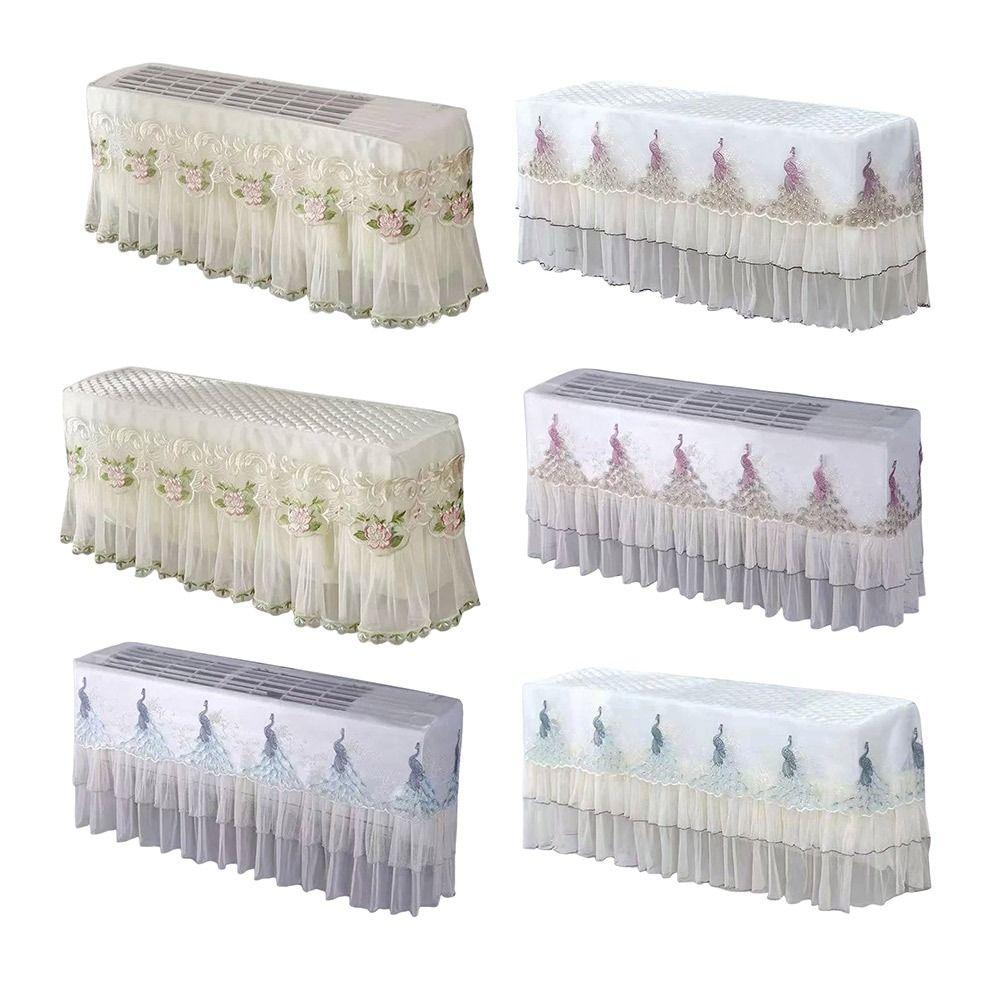 Lace Embroidery Flower Air Conditioner Protective Sleeve Dust-proof Fabric Windshield Curtain