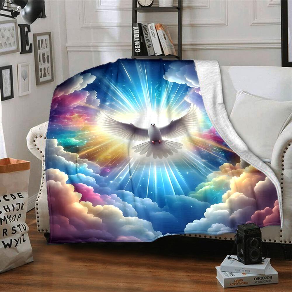 1 Stück Spirituelle Taube Decke, Leichter Flanellfleece mit Digitaldruck, Weich Warm für Sofa, Reisen, Camping, Büro, Couch, Stuhl und Bett, Alle-