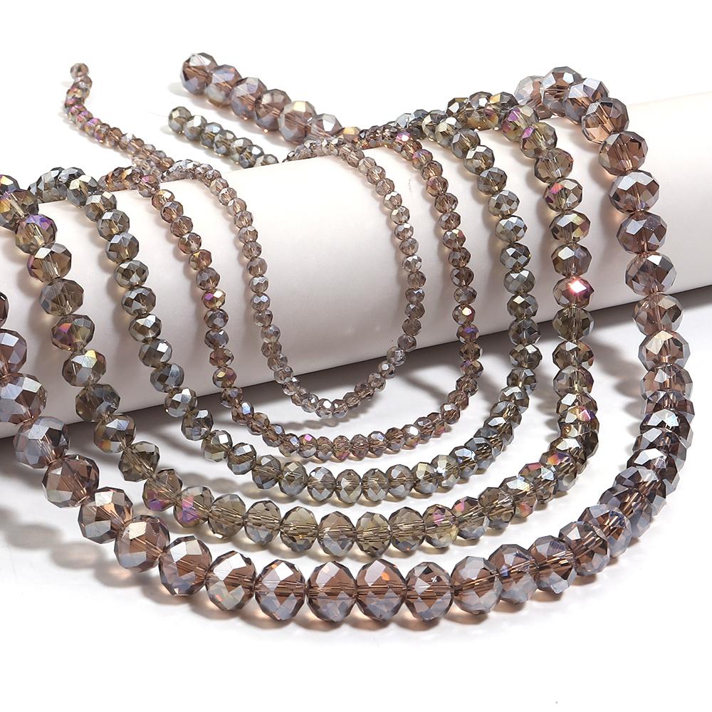 1 Strand 3/4/6/8/10mm Faceted Crystal Beads Brown Glass Loose Spacer Beads For Jewelry Making DIY Necklace Bracelets Accessories