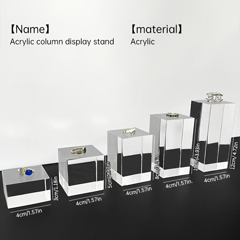 5pcs Transparent Acrylic Column Display Stand 3D Square for Dessert Cake Merchandise Cosmetics Jewelry Bases Decor Accessories