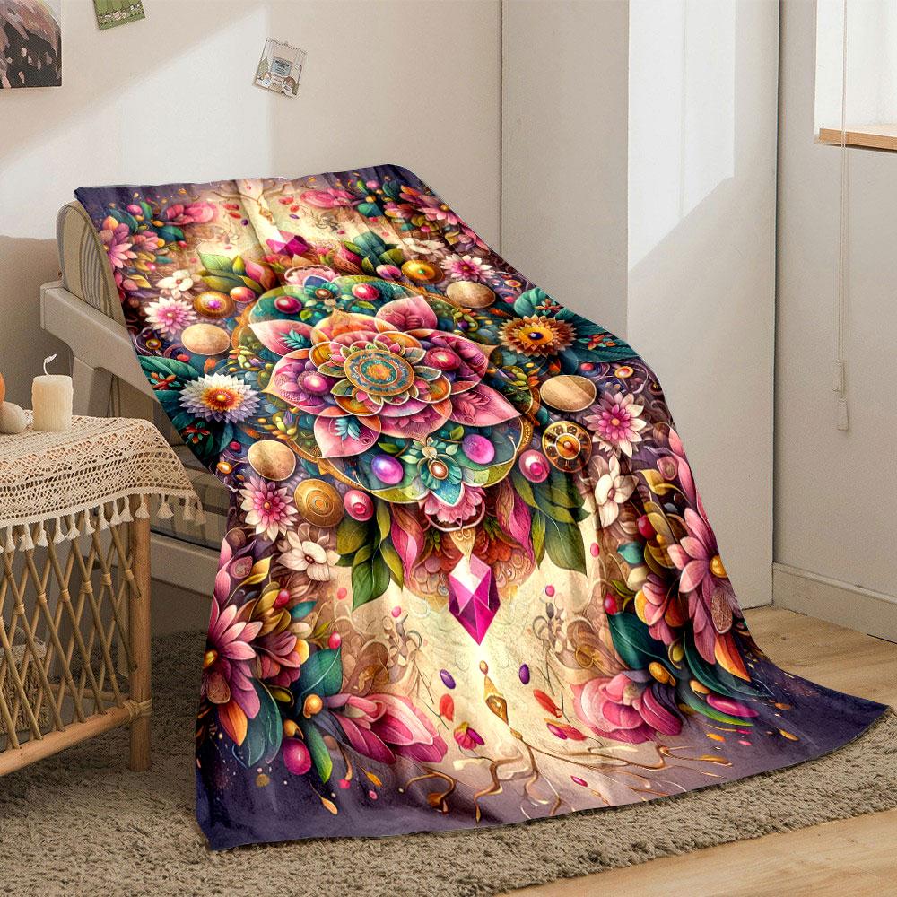Mandala Blume Edelstein Decke Schlafzimmer Decke für Wohnzimmer Sofa Mittagspause Weicher Überwurf für Freundes Festival Geschenk