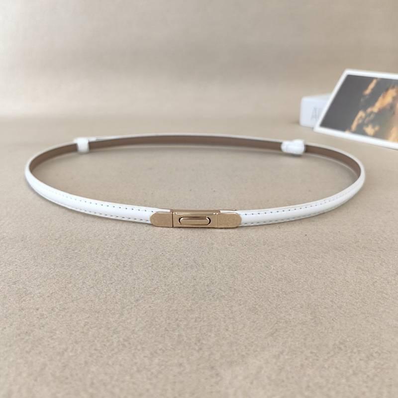 Summer Genuine Leather Girl Slim Waist Belt Metal Buckle Dresses Decoration