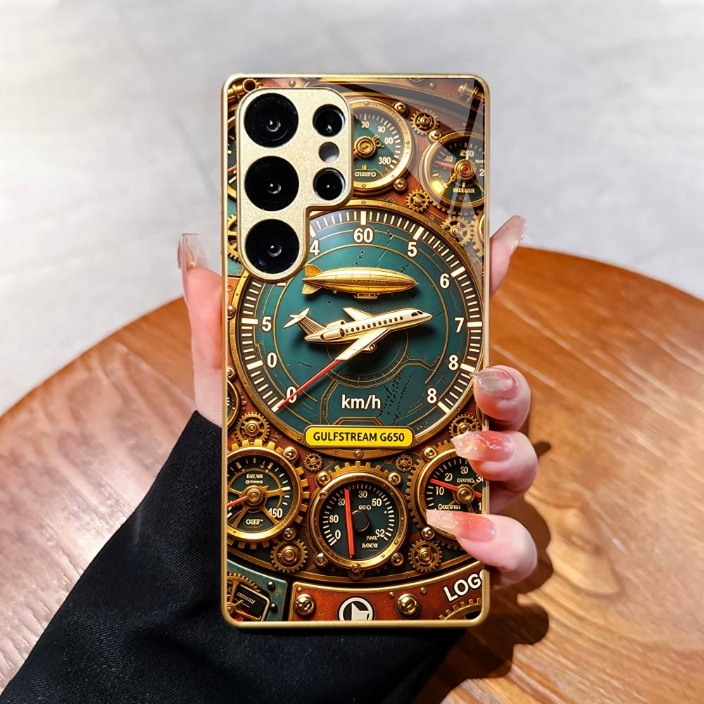 Vintage Airplane Gauges phone case s26 ultra case s25 ultra case glass for Samsung Galaxy S26 S25 S24 S23 S22 FE Ultra Plus