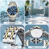 Olevs wristwatch mens silver waterproof analog quartz watch metal band date large dial Roman numerals chronograph Moonwatch