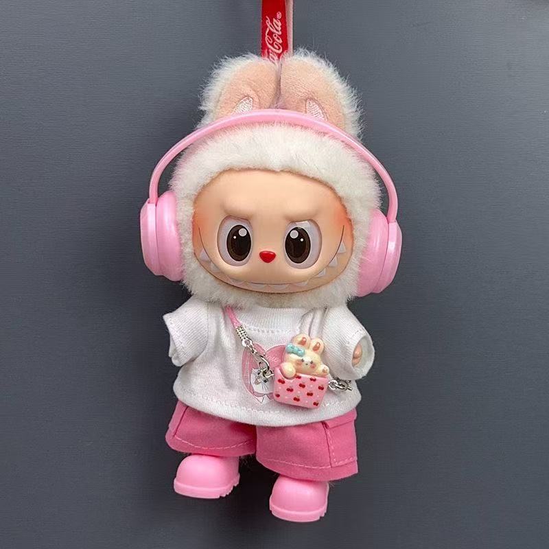 For 15/17Cm Labubu Doll Pink Clothing Set Labubu Keychain 3.0 Girl Cute Skirt Clothes Designer Diy Plaything Accessories Birthday Present