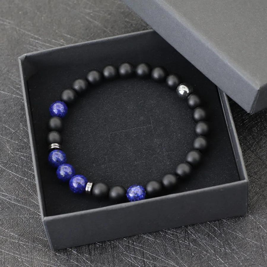 Noter Bracciale da Uomo Fatto a Mano 8mm Onice Pietra Occhio di Tigre Braccialetto di Perline Ematite Guarigione Braccialetto Regalo Uomo Accessori per il Tempo Libero