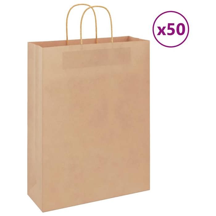 VidaXL Paper Bags 50 Pcs with Handles Brown 32x12x42 Cm, Paper Bag, Paper Gift Bag, Paper Gift Bag 4101578