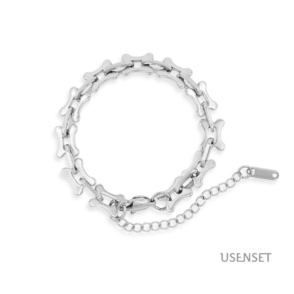 Retro Geometric O-Shape Stainless Steel Chain Bracelet  Necklace
