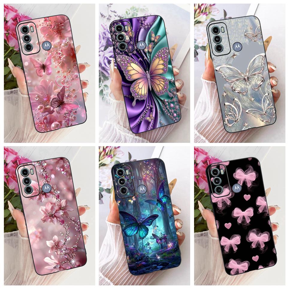 Für Motorola Moto G40 Fusion / Moto G60 Handyhülle Schleifenmuster Bunt Schmetterling Blume Rückseite Weiche Matte Silikonhülle