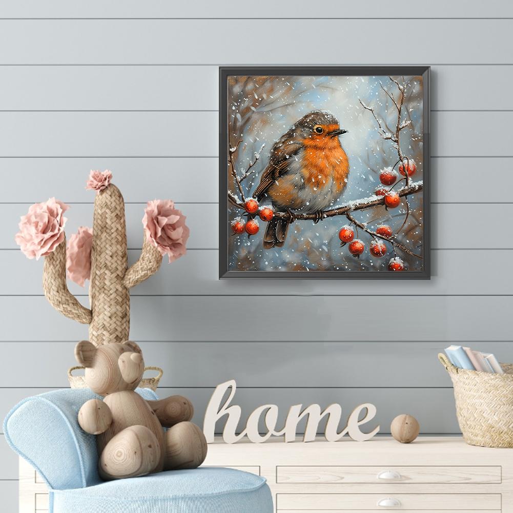 30x30cm Bird 5D DIY Full Drill Round Diamond Painting Kit for Home Wall Decor