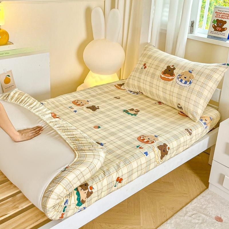 2026 Soft Warm Fitted Sheet Elastic Mattress Cover 100% Cotton Fitted Sheet Soft Breathable Mattress Cover with Elastic Bands 1PC-80x190cm