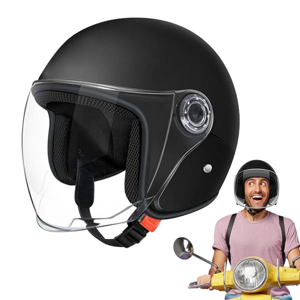 Electric Motorcycle Helmets Lightweight Cycle Half-helmets Retro Vintage Riding Lens Helmets Comfortable Ventilation Keep warm