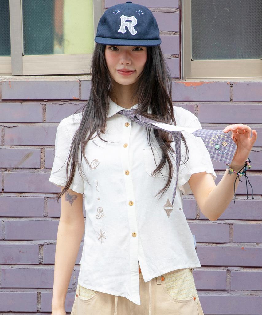RuNaKi'Hu' Wxts013 Harappa Asymmetrical Short Sleeve Shirt (White)