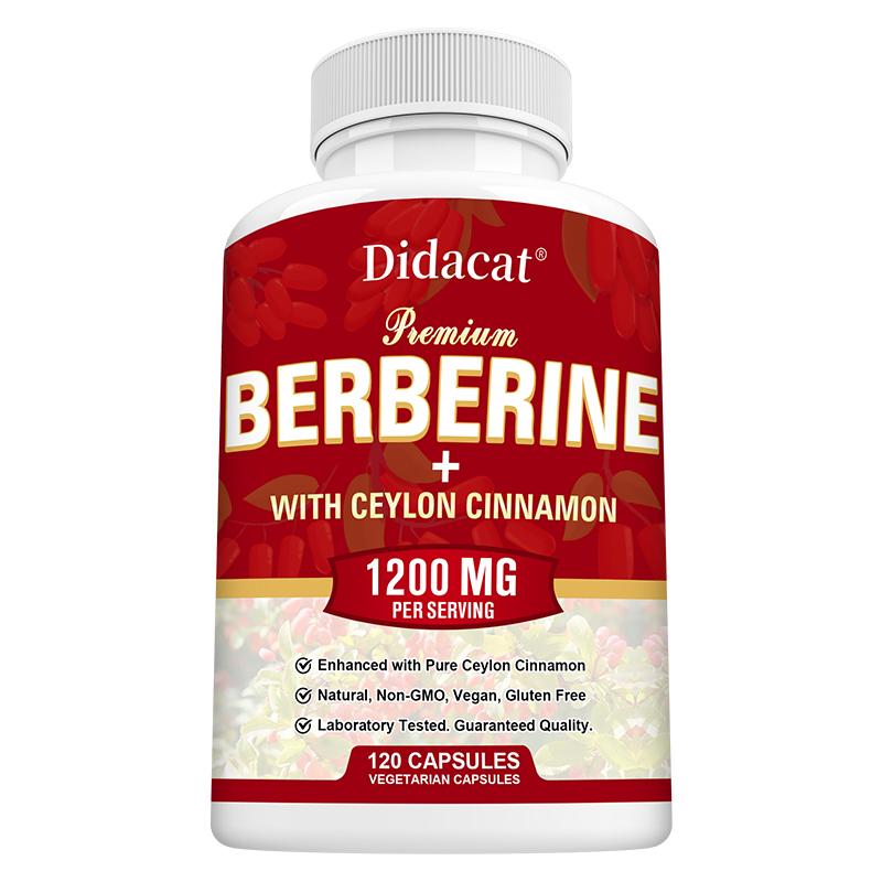 Premium Berberine 1200mg Formula - Combined with Ceylon Cinnamon for Daily Metabolism Support & General Wellness 120PCS