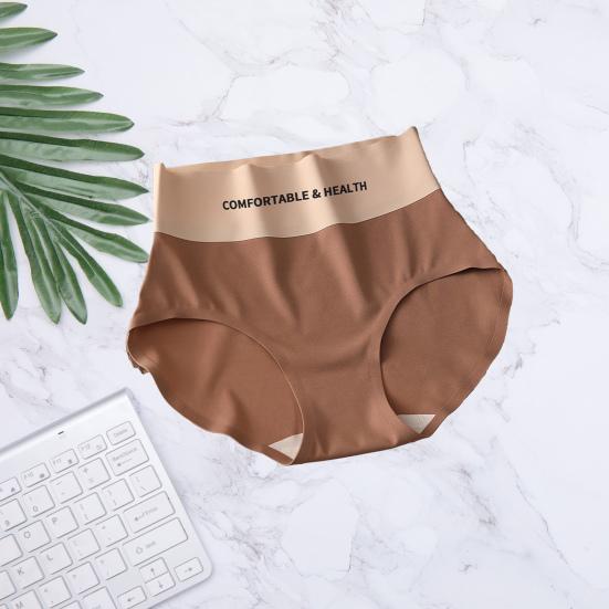 Women Underpants Elastic Contrast Color High Waist Seamless Patchwork Butt-lifted Anti-septic Thin Breathable Lady Panties Female