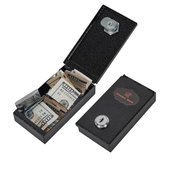 Gamblers Cash Box Winners Bank Portable Metal Safe with Key Lock Pocket Sized Casino Money Box for Security Go Home Money