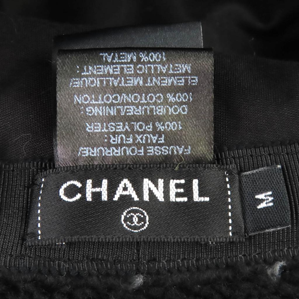 Excellent CHANEL COCOMarkMetal all-over print pile bucket hat black M 21B AA7847 Used