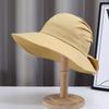 New simple bucket hat women's summer sun hat big eaves sun protection bow light breathable outdoor sun hat