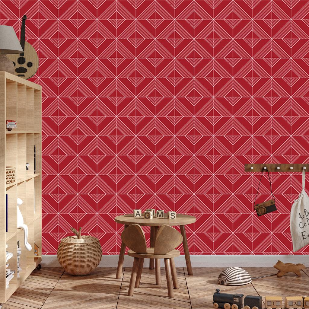 Geometric rhombus wallpaper red, red center 50x1000