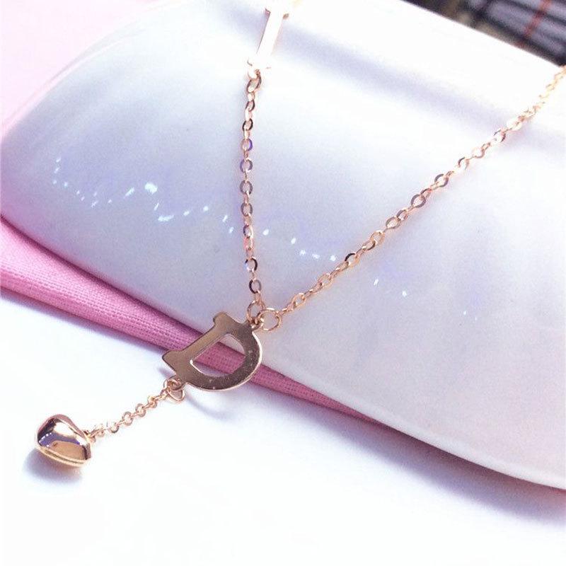 Изысканный цвет Золотой Русский Фиолетовый Золотой Буквенный Ожерелье Женское Простое Модное Индивидуальность 585 Позолоченная Цепочка на Ключицу