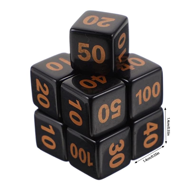 10Pcs/set 6 Sided Acrylic Dices Educational Rounded Corner Dices Dices Set, 14mm Solid Game Dices Set with Large Number