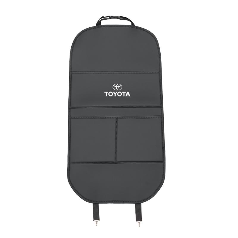 Car Seat Leather Back Protector Storage Bags Cover Accessories For Toyota Hilux Corolla RAV4 Camry Highlander Yaris Cross Prado